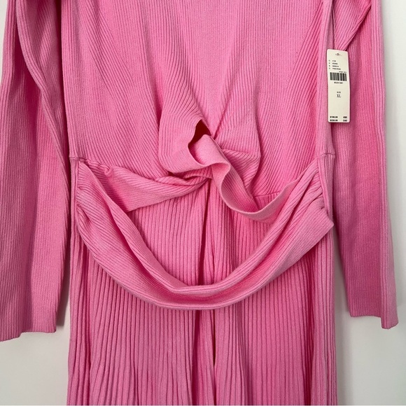 Anthropologie Long Sleeve Ribbed Sweater Midi Dress - Bubblegum Pink – Size XL - Picture 7 of 13